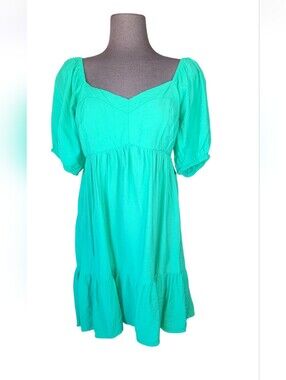 Women’s Emerald Green Puff-Sleeve Mini Dress
